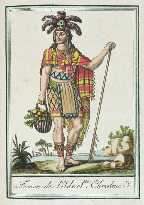 Framed Print : Costumes de Différents Pays, Femme de l'Isle Ste. Christine, c1797. Creator: Jacques Grasset de Saint-Sauveur Framed Print : Costumes de Différents Pays, Femme de l'Isle Ste. Christine, c1797. Creator: Jacques Grasset de Saint-Sauveur