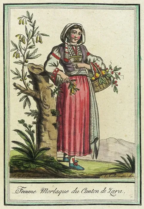 Framed Print : Costumes de Différents Pays, Femme Morlaque du Canton de Zara, c1797. Creator: Jacques Grasset de Saint-Sauveur Framed Print : Costumes de Différents Pays, Femme Morlaque du Canton de Zara, c1797. Creator: Jacques Grasset de Saint-Sauveur