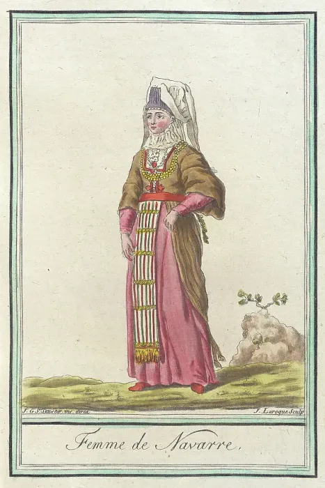 Framed Print : Costumes de Différents Pays, Femme de Navarre, c1797. Creators: Jacques Grasset de Saint-Sauveur, LF Labrousse Framed Print : Costumes de Différents Pays, Femme de Navarre, c1797. Creators: Jacques Grasset de Saint-Sauveur, LF Labrousse