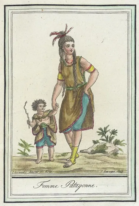 Framed Print : Costumes de Différents Pays, Femme Patagonne, c1797. Creator: Jacques Grasset de Saint-Sauveur Framed Print : Costumes de Différents Pays, Femme Patagonne, c1797. Creator: Jacques Grasset de Saint-Sauveur