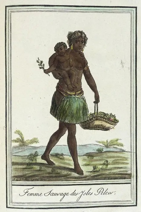 Framed Print : Costumes de Differents Pays, Femme Sauvage des Ysles Pelew, c1797. Creator: Jacques Grasset de Saint-Sauveur Framed Print : Costumes de Differents Pays, Femme Sauvage des Ysles Pelew, c1797. Creator: Jacques Grasset de Saint-Sauveur