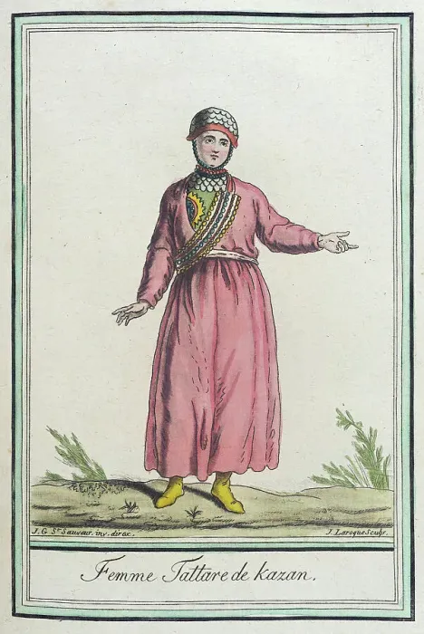 Framed Print : Costumes de Différents Pays, Femme Tattare de Kazan, c1797. Creators: Jacques Grasset de Saint-Sauveur, LF Labrousse Framed Print : Costumes de Différents Pays, Femme Tattare de Kazan, c1797. Creators: Jacques Grasset de Saint-Sauveur, LF Labrousse