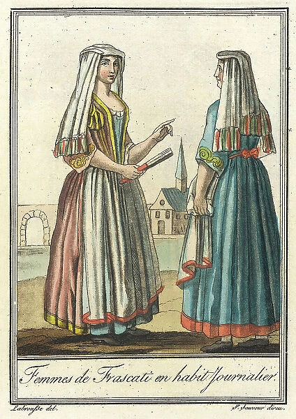 Costumes de Différents Pays, Femmes de Frascati en Habit Journalier, c1797. Creators: Jacques Grasset de Saint-Sauveur, LF Labrousse