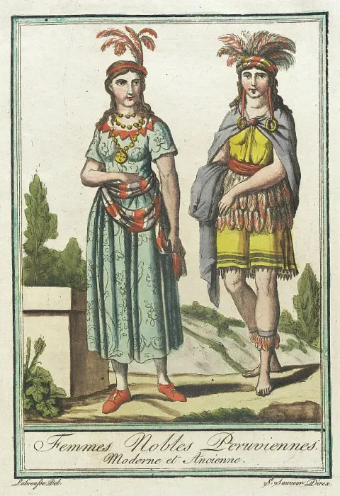 Framed Print : Costumes de Différents Pays, Femmes Nobles Peruviennes, Moderne et Ancienne, c1797. Creators: Jacques Grasset de Saint-Sauveur, LF Labrousse Framed Print : Costumes de Différents Pays, Femmes Nobles Peruviennes, Moderne et Ancienne, c1797. Creators: Jacques Grasset de Saint-Sauveur, LF Labrousse