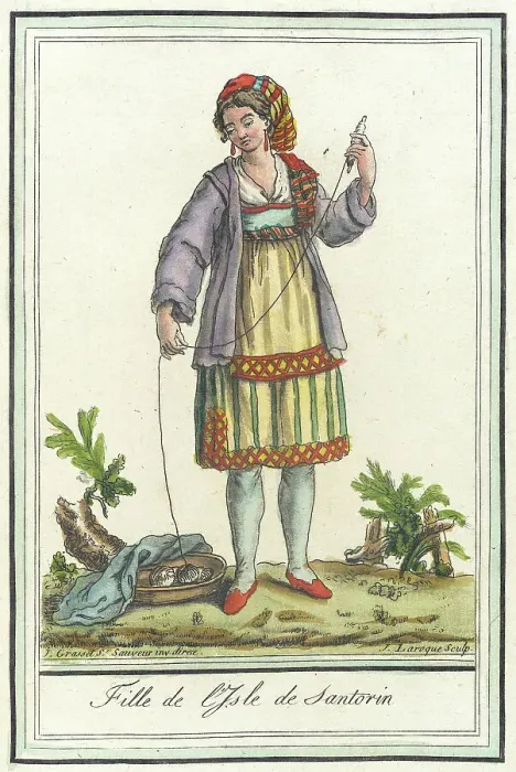 Framed Print : Costumes de Différents Pays, Fille de l'Isle de Santorin, c1797. Creators: Jacques Grasset de Saint-Sauveur, LF Labrousse Framed Print : Costumes de Différents Pays, Fille de l'Isle de Santorin, c1797. Creators: Jacques Grasset de Saint-Sauveur, LF Labrousse