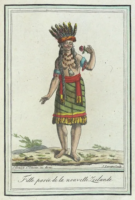 Framed Print : Costumes de Différents Pays, Fille Parée de la Nouvelle Zeelande, c1797. Creators: Jacques Grasset de Saint-Sauveur, LF Labrousse Framed Print : Costumes de Différents Pays, Fille Parée de la Nouvelle Zeelande, c1797. Creators: Jacques Grasset de Saint-Sauveur, LF Labrousse