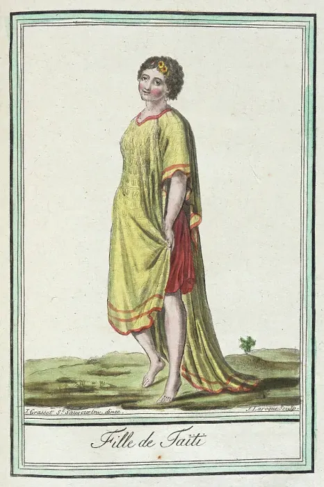Framed Print : Costumes de Différents Pays, Fille de Taïti, c1797. Creators: Jacques Grasset de Saint-Sauveur, LF Labrousse Framed Print : Costumes de Différents Pays, Fille de Taïti, c1797. Creators: Jacques Grasset de Saint-Sauveur, LF Labrousse