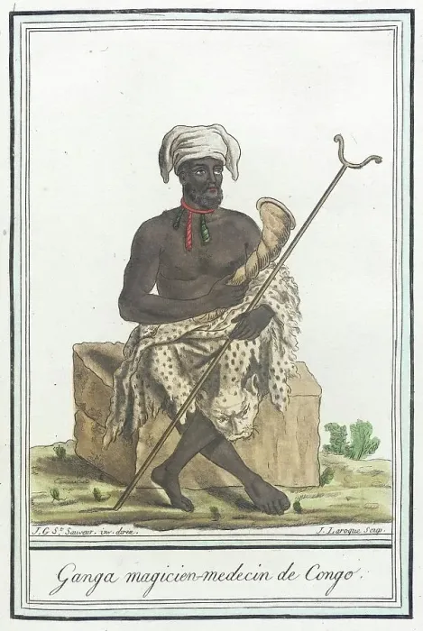 Framed Print : Costumes de Différents Pays, Ganga Magicien-Medecin de Congo, c1797. Creator: Jacques Grasset de Saint-Sauveur Framed Print : Costumes de Différents Pays, Ganga Magicien-Medecin de Congo, c1797. Creator: Jacques Grasset de Saint-Sauveur