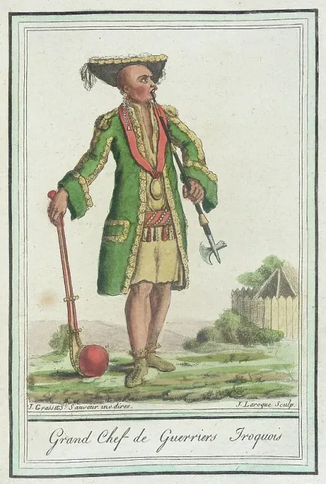 Framed Print : Costumes de Différents Pays, Grand Chef de Guerriers Iroquois, c1797. Creator: Jacques Grasset de Saint-Sauveur Framed Print : Costumes de Différents Pays, Grand Chef de Guerriers Iroquois, c1797. Creator: Jacques Grasset de Saint-Sauveur