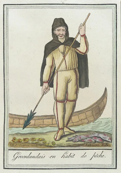 Framed Print : Costumes de Différents Pays, Groenlandais en Habit de Pêche, c1797. Creators: Jacques Grasset de Saint-Sauveur, LF Labrousse Framed Print : Costumes de Différents Pays, Groenlandais en Habit de Pêche, c1797. Creators: Jacques Grasset de Saint-Sauveur, LF Labrousse