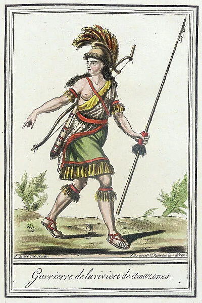 Costumes de Différents Pays, Guerierre de la Riviere de Amazones, c1797. Creators: Jacques Grasset de Saint-Sauveur, LF Labrousse