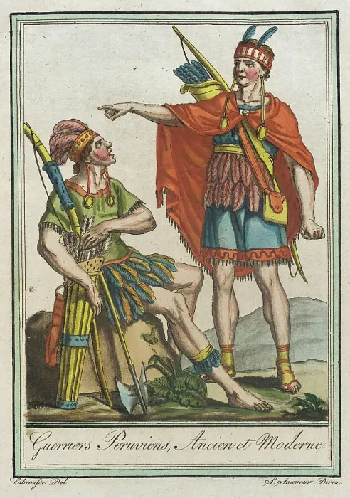Framed Print : Costumes de Différents Pays, Guerriers Peruviens Ancien et Moderne, c1797. Creators: Jacques Grasset de Saint-Sauveur, LF Labrousse Framed Print : Costumes de Différents Pays, Guerriers Peruviens Ancien et Moderne, c1797. Creators: Jacques Grasset de Saint-Sauveur, LF Labrousse