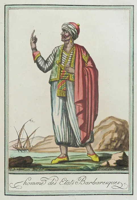 Framed Print : Costumes de Différents Pays, Homme des Etats Barbaresques, c1797. Creators: Jacques Grasset de Saint-Sauveur, LF Labrousse Framed Print : Costumes de Différents Pays, Homme des Etats Barbaresques, c1797. Creators: Jacques Grasset de Saint-Sauveur, LF Labrousse