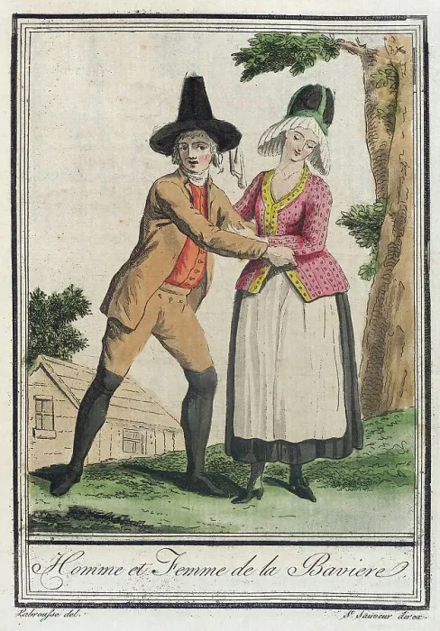 Framed Print : Costumes de Différents Pays, Homme et Femme de la Baviere, c1797. Creators: Jacques Grasset de Saint-Sauveur, LF Labrousse Framed Print : Costumes de Différents Pays, Homme et Femme de la Baviere, c1797. Creators: Jacques Grasset de Saint-Sauveur, LF Labrousse