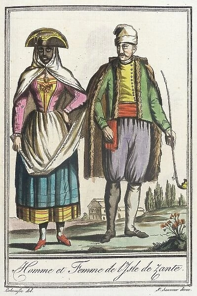 Costumes de Différents Pays, Homme et Femme de l'Isle de Zante, c1797. Creator: Jacques Grasset de Saint-Sauveur