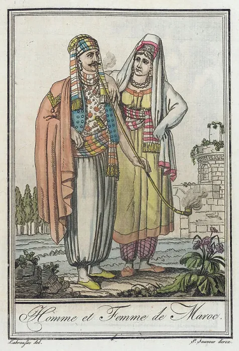 Framed Print : Costumes de Différents Pays, Homme et Femme de Maroc, c1797. Creators: Jacques Grasset de Saint-Sauveur, LF Labrousse Framed Print : Costumes de Différents Pays, Homme et Femme de Maroc, c1797. Creators: Jacques Grasset de Saint-Sauveur, LF Labrousse