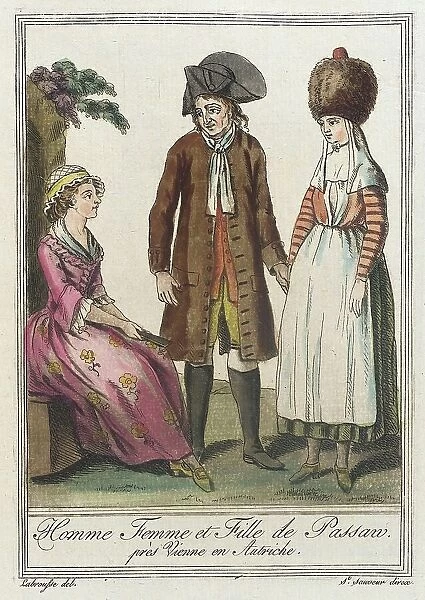 Costumes de Différents Pays, Homme Femme et Fille de Passan près Vienne en Autriche, c1797. Creator: Jacques Grasset de Saint-Sauveur