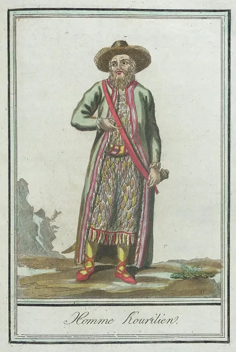 Framed Print : Costumes de Différents Pays, Homme Kourilien, c1797. Creators: Jacques Grasset de Saint-Sauveur, LF Labrousse Framed Print : Costumes de Différents Pays, Homme Kourilien, c1797. Creators: Jacques Grasset de Saint-Sauveur, LF Labrousse