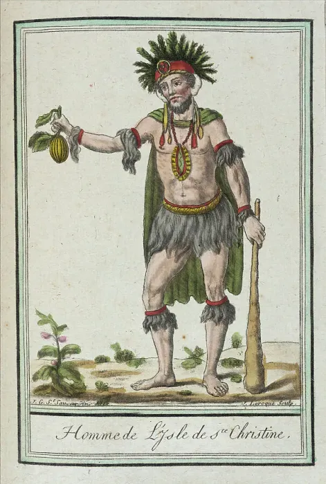 Framed Print : Costumes de Differents Pays, Homme de l'Isle de Ste. Christine, c1797. Creators: Jacques Grasset de Saint-Sauveur, LF Labrousse Framed Print : Costumes de Differents Pays, Homme de l'Isle de Ste. Christine, c1797. Creators: Jacques Grasset de Saint-Sauveur, LF Labrousse