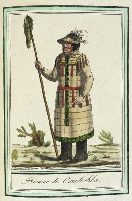 Framed Print : Costumes de Différents Pays, Homme de Oonolashka, c1797. Creator: Jacques Grasset de Saint-Sauveur Framed Print : Costumes de Différents Pays, Homme de Oonolashka, c1797. Creator: Jacques Grasset de Saint-Sauveur