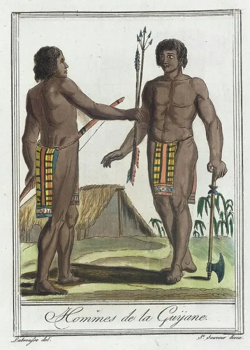 Framed Print : Costumes de Différents Pays, Hommes de la Guÿane, c1797. Creator: Jacques Grasset de Saint-Sauveur Framed Print : Costumes de Différents Pays, Hommes de la Guÿane, c1797. Creator: Jacques Grasset de Saint-Sauveur