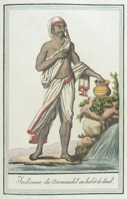 Framed Print : Costumes de Différents Pays, Indienne du Coromandel en Habit de Deuil, c1797. Creator: Jacques Grasset de Saint-Sauveur Framed Print : Costumes de Différents Pays, Indienne du Coromandel en Habit de Deuil, c1797. Creator: Jacques Grasset de Saint-Sauveur