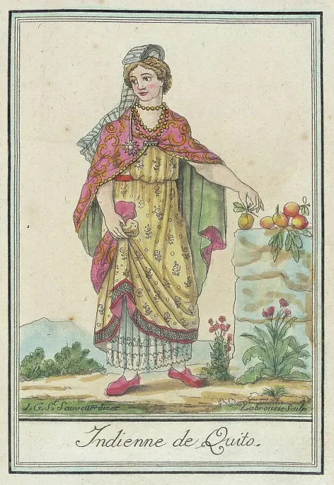 Framed Print : Costumes de Différents Pays, Indienne de Quito, c1797. Creators: Jacques Grasset de Saint-Sauveur, LF Labrousse Framed Print : Costumes de Différents Pays, Indienne de Quito, c1797. Creators: Jacques Grasset de Saint-Sauveur, LF Labrousse