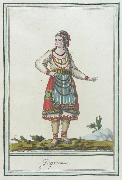 Framed Print : Costumes de Différents Pays, Ingrienne, c1797. Creators: Jacques Grasset de Saint-Sauveur, LF Labrousse Framed Print : Costumes de Différents Pays, Ingrienne, c1797. Creators: Jacques Grasset de Saint-Sauveur, LF Labrousse