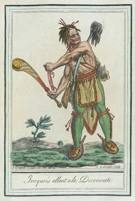 Framed Print : Costumes de Différents Pays, Iroquois Allant a la Decouverte, c1797. Creators: Jacques Grasset de Saint-Sauveur, LF Labrousse Framed Print : Costumes de Différents Pays, Iroquois Allant a la Decouverte, c1797. Creators: Jacques Grasset de Saint-Sauveur, LF Labrousse