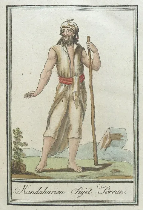 Framed Print : Costumes de Différents Pays, Kandaharien Sujet Persan, c1797. Creator: Jacques Grasset de Saint-Sauveur Framed Print : Costumes de Différents Pays, Kandaharien Sujet Persan, c1797. Creator: Jacques Grasset de Saint-Sauveur