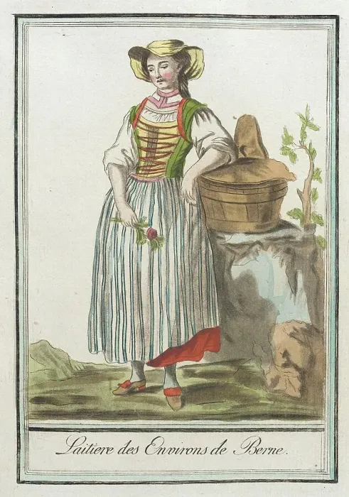 Framed Print : Costumes de Différents Pays, Laitiere des Environs de Berne, c1797. Creator: Jacques Grasset de Saint-Sauveur Framed Print : Costumes de Différents Pays, Laitiere des Environs de Berne, c1797. Creator: Jacques Grasset de Saint-Sauveur