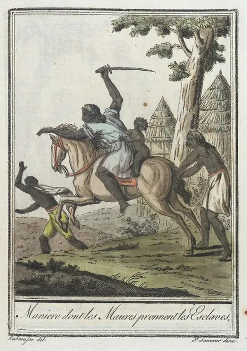 Framed Print : Costumes de Différents Pays, Maniere Dont les Maures Prennent les Esclaves, c1797. Creator: Jacques Grasset de Saint-Sauveur Framed Print : Costumes de Différents Pays, Maniere Dont les Maures Prennent les Esclaves, c1797. Creator: Jacques Grasset de Saint-Sauveur