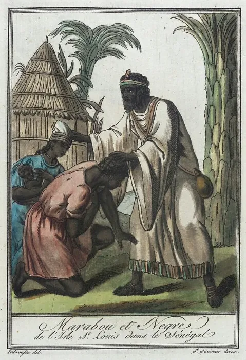 Framed Print : Costumes de Différents Pays, Marabou et Negre de l'Isle St. Louis dans le Sénégal, c1797. Creator: Jacques Grasset de Saint-Sauveur Framed Print : Costumes de Différents Pays, Marabou et Negre de l'Isle St. Louis dans le Sénégal, c1797. Creator: Jacques Grasset de Saint-Sauveur
