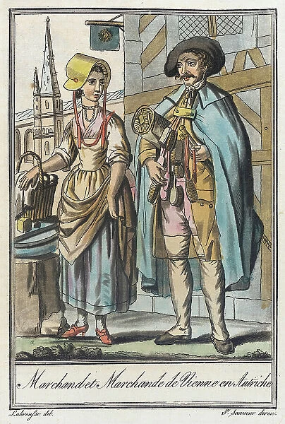 Costumes de Différents Pays, Marchand et Marchande de Vienne en Autriche, c1797. Creators: Jacques Grasset de Saint-Sauveur, LF Labrousse