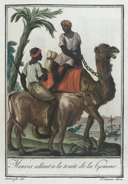 Framed Print : Costumes de Différents Pays, Maures Allant a la Traite de la Gomme, c1797. Creators: Jacques Grasset de Saint-Sauveur, LF Labrousse Framed Print : Costumes de Différents Pays, Maures Allant a la Traite de la Gomme, c1797. Creators: Jacques Grasset de Saint-Sauveur, LF Labrousse