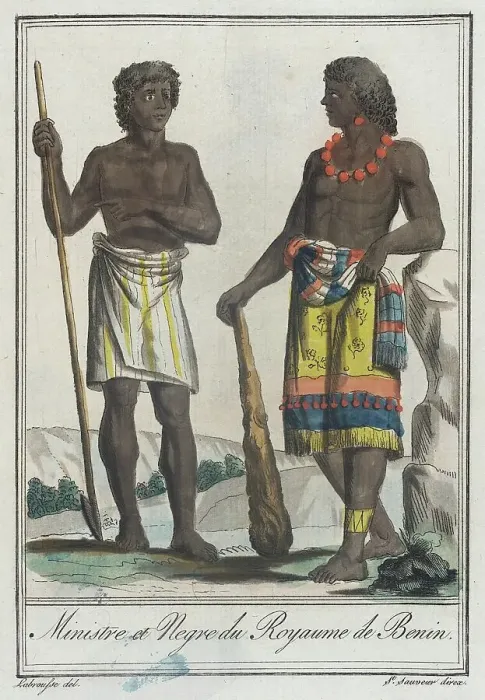 Framed Print : Costumes de Différents Pays, Ministre et Negre du Royaume de Benin, c1797. Creator: Jacques Grasset de Saint-Sauveur Framed Print : Costumes de Différents Pays, Ministre et Negre du Royaume de Benin, c1797. Creator: Jacques Grasset de Saint-Sauveur