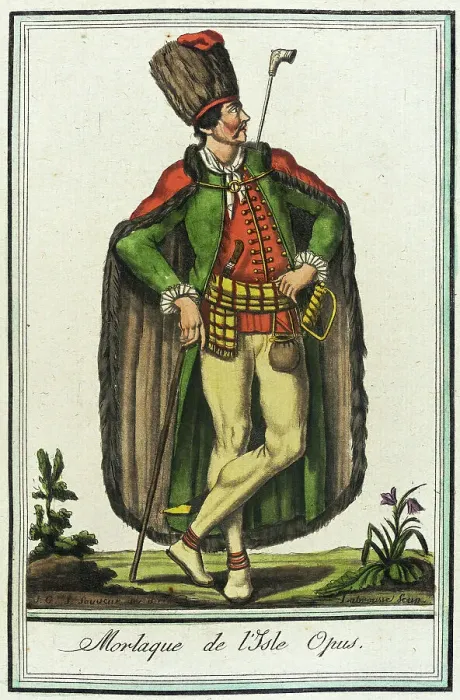 Framed Print : Costumes de Différents Pays, Morlaque de l'Isle Opus, c1797. Creators: Jacques Grasset de Saint-Sauveur, LF Labrousse Framed Print : Costumes de Différents Pays, Morlaque de l'Isle Opus, c1797. Creators: Jacques Grasset de Saint-Sauveur, LF Labrousse