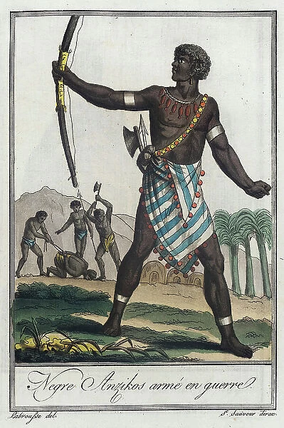 Costumes de Différents Pays, Negre Anzikos Armé en Guerre, c1797. Creators: Jacques Grasset de Saint-Sauveur, LF Labrousse