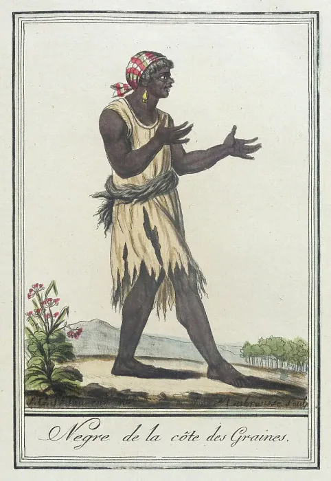 Framed Print : Costumes de Différents Pays, Negre de la Côte des Graines, c1797. Creators: Jacques Grasset de Saint-Sauveur, LF Labrousse Framed Print : Costumes de Différents Pays, Negre de la Côte des Graines, c1797. Creators: Jacques Grasset de Saint-Sauveur, LF Labrousse