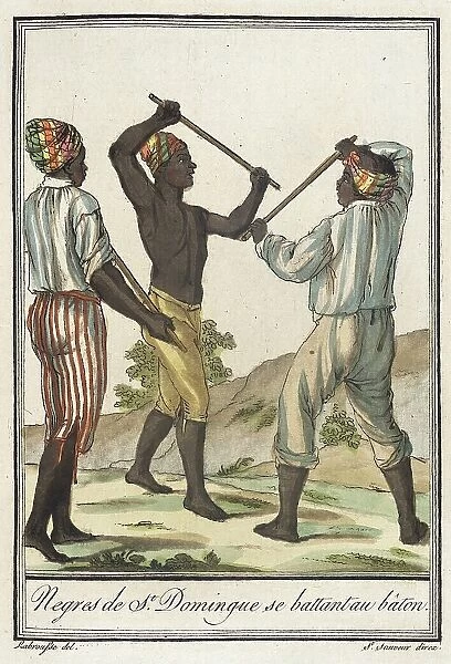 Costumes de Différents Pays, Negres de St. Domingue se Battant au Bâton, c1797. Creator: Jacques Grasset de Saint-Sauveur