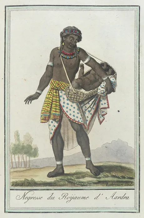 Framed Print : Costumes de Différents Pays, Negresse du Roÿaume d'Aardra, c1797. Creators: Jacques Grasset de Saint-Sauveur, LF Labrousse Framed Print : Costumes de Différents Pays, Negresse du Roÿaume d'Aardra, c1797. Creators: Jacques Grasset de Saint-Sauveur, LF Labrousse