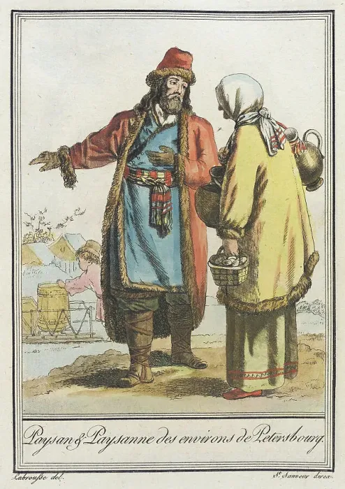 Framed Print : Costumes de Différents Pays, Paysan & Paysanne des Environs de Petersbourg, c1797. Creator: LF Labrousse. Costumes de Différents Pays, Paysan & Paysanne des Environs de Petersbourg, c1797. Creator: LF Labrousse Framed Print : Costumes de Différents Pays, Paysan & Paysanne des Environs de Petersbourg, c1797. Creator: LF Labrousse. Costumes de Différents Pays, Paysan & Paysanne des Environs de Petersbourg, c1797. Creator: LF Labrousse
