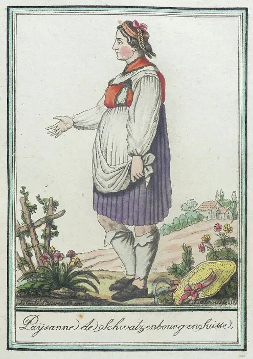 Framed Print : Costumes de Différents Pays, Paysanne de Schwatzenbourgenghusse, c1797. Creators: Jacques Grasset de Saint-Sauveur, LF Labrousse Framed Print : Costumes de Différents Pays, Paysanne de Schwatzenbourgenghusse, c1797. Creators: Jacques Grasset de Saint-Sauveur, LF Labrousse
