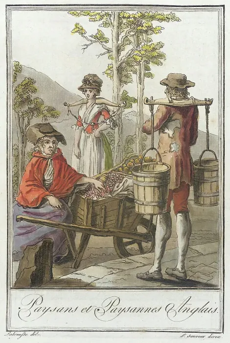 Framed Print : Costumes de Différents Pays, Paysans et Paysannes Anglais, c1797. Creators: Jacques Grasset de Saint-Sauveur, LF Labrousse Framed Print : Costumes de Différents Pays, Paysans et Paysannes Anglais, c1797. Creators: Jacques Grasset de Saint-Sauveur, LF Labrousse