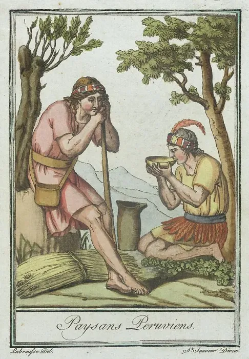 Framed Print : Costumes de Différents Pays, Paysans Peruviens, c1797. Creator: Jacques Grasset de Saint-Sauveur