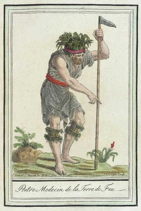 Framed Print : Costumes de Différents Pays, Pretre Medicin de la Terre de Feu, c1797. Creators: Jacques Grasset de Saint-Sauveur, LF Labrousse Framed Print : Costumes de Différents Pays, Pretre Medicin de la Terre de Feu, c1797. Creators: Jacques Grasset de Saint-Sauveur, LF Labrousse