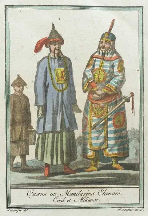 Framed Print : Costumes de Différents Pays, Quans ou Mandarins Chinois, Civil et Militaire, c1797. Creators: Jacques Grasset de Saint-Sauveur, LF Labrousse Framed Print : Costumes de Différents Pays, Quans ou Mandarins Chinois, Civil et Militaire, c1797. Creators: Jacques Grasset de Saint-Sauveur, LF Labrousse