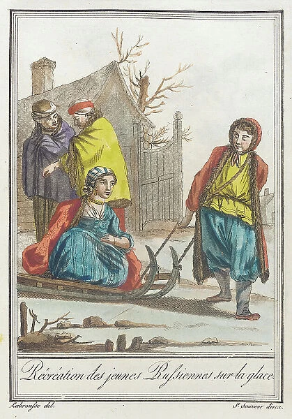 Costumes de Différents Pays, Récréation des Jeunes Russiennes sur la Glace, c1797. Creators: Jacques Grasset de Saint-Sauveur, LF Labrousse