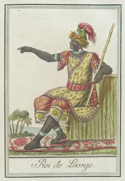 Framed Print : Costumes de Différents Pays, Roi de Loango, c1797. Creators: Jacques Grasset de Saint-Sauveur, LF Labrousse Framed Print : Costumes de Différents Pays, Roi de Loango, c1797. Creators: Jacques Grasset de Saint-Sauveur, LF Labrousse