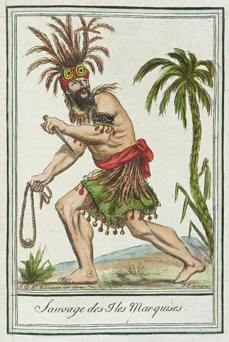 Framed Print : Costumes de Différents Pays, Sauvage des I les Marquises, c1797. Creators: Jacques Grasset de Saint-Sauveur, LF Labrousse Framed Print : Costumes de Différents Pays, Sauvage des I les Marquises, c1797. Creators: Jacques Grasset de Saint-Sauveur, LF Labrousse